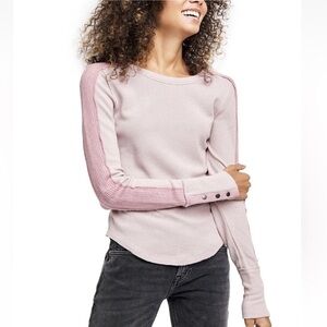 We the Free Long Sleeve Thermal Tasha Top Pink/Daytime Fireworks 
M